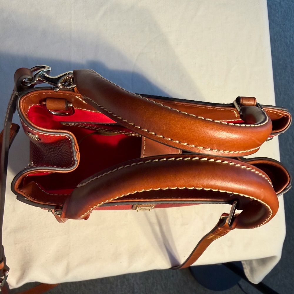 Dooney & Bourke Red Leather Textured Pebble Grain Satchel - Picture 8 of 15